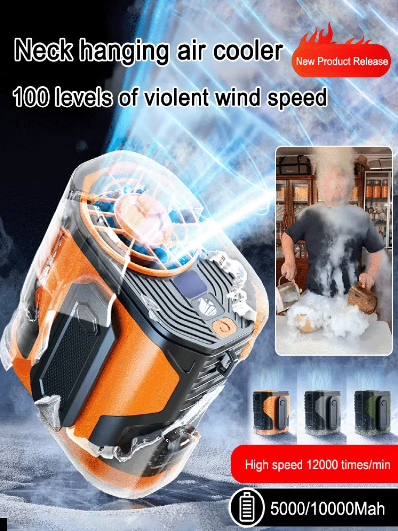 ortable Anti-Freeze Outdoor Cooling High-Speed Mini Hanging Clip Fan for Construction Site Use, Compact USB Rechargeable Fan