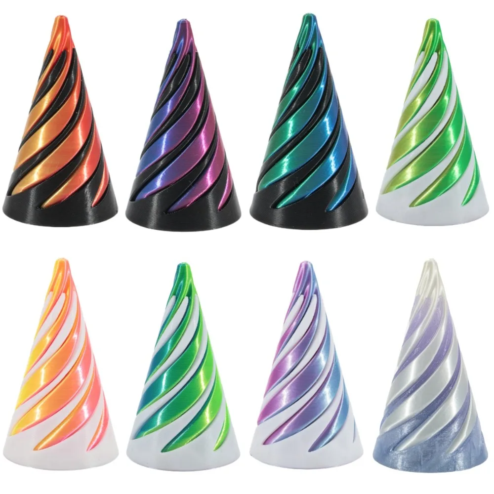 2Pcs Passthrough Sculpture 3D Printed Spiral Cone Toy Vortex Thread Ornaments Impossible Pyramid Decorative Mini Helix Screw Toy