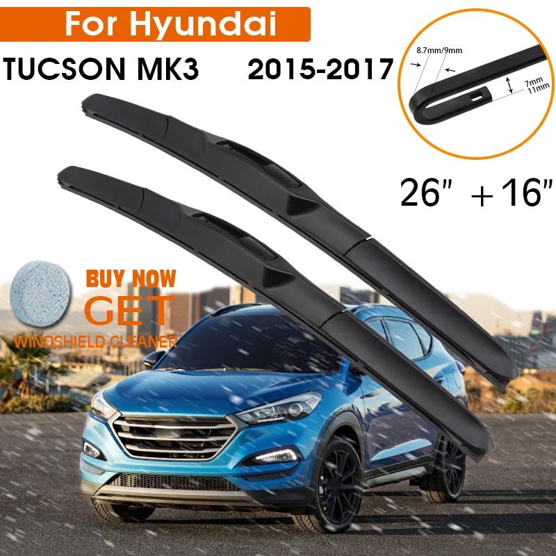 Car Wiper Blade For Hyundai TUCSON MK3 2015-2017 Windshield Rubber Silicon Refill Front Window Wiper 26\