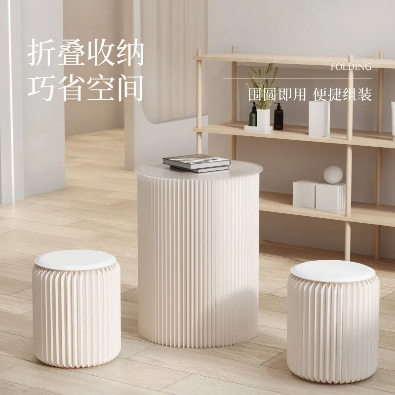 Paper Stool Tea Table Set Round Tea Table Low Stool Sales Office Negotiation Table Chair Combination Living Room Furniture Set