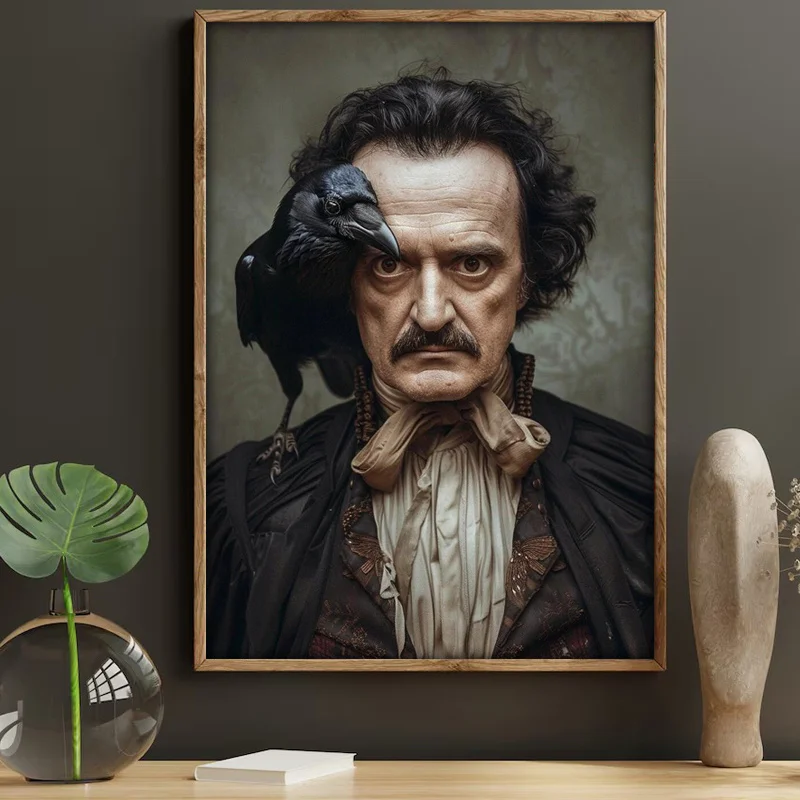 Edgar Allan Poe Poster Gothic Styles Victorian Raven Dark Academy Canvas Painting Retro Library Wall Art Living Room Home Decor