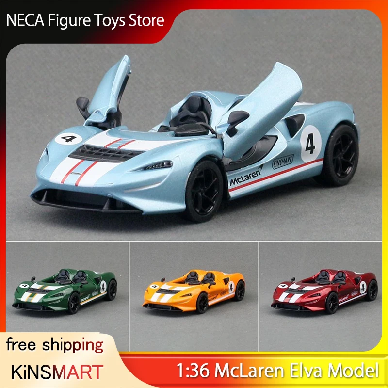 

KiNSMART 1:36 McLaren Elva Alloy Diecast Model with Pull Back & Opening Doors Children's Day Gift Collectible Hypercar Replica