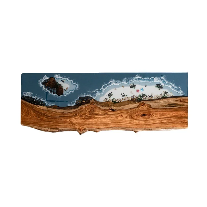 

Epoxy Resin Tea Table Coffee Large Board Tea Study Stream Ocean Dining Table Boss Office River Ice Crystal Tab