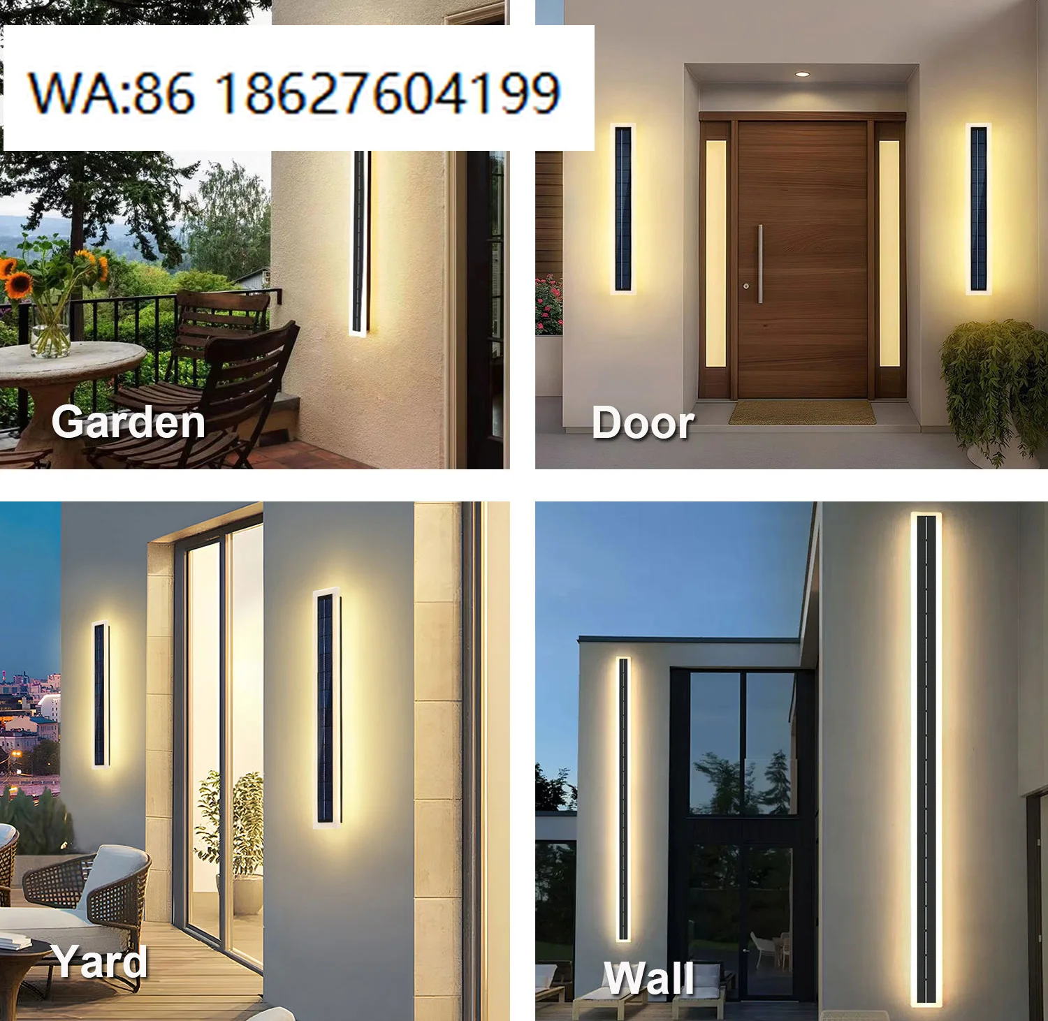 Wholesale 15W 6V IP65 Solar Linear Wall Lamp Outdoor Porch Exterior LED Strip Light Modern Garden Decor Landscape