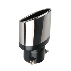 Car Exhaust Pipe Tail Pipe Outlet Nozzle End Belt Net Auto Exhaust System Oval ID 60mm Stainless Steel Universal
