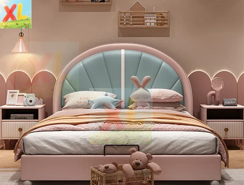 

Children's bed girl princess bed pink 1 meter 2 girl dream light luxury modern bed adolescent children's room furniture