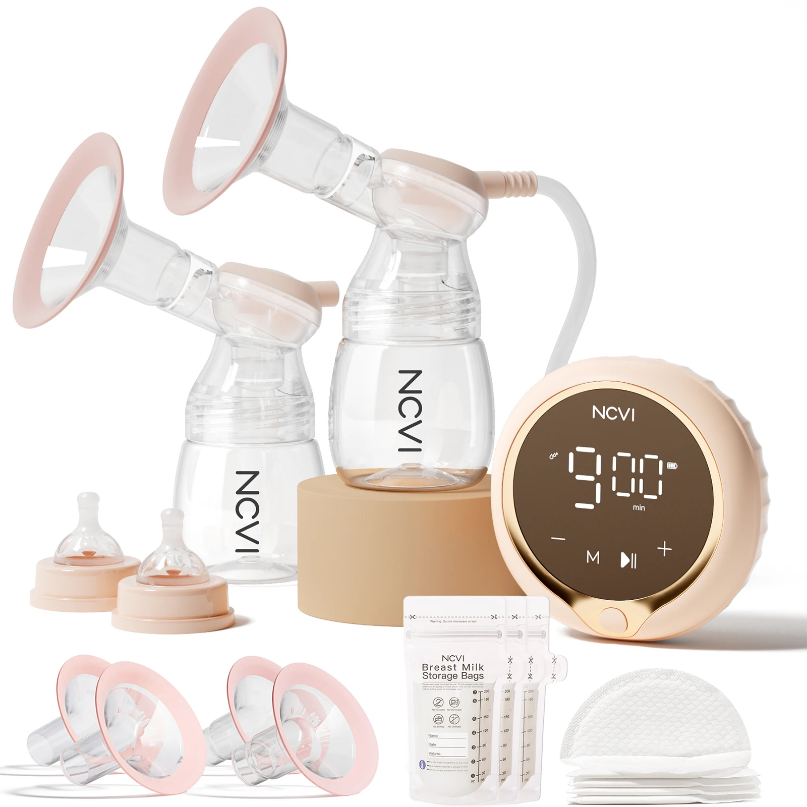 tiralatte-elettrico-doppio-ncvi-4-modalita-e-9-livelli-di-aspirazione-display-a-led-include-sacchetti-per-la-conservazione-del-latte-ultra-silenzioso-silicone-24-28-mm