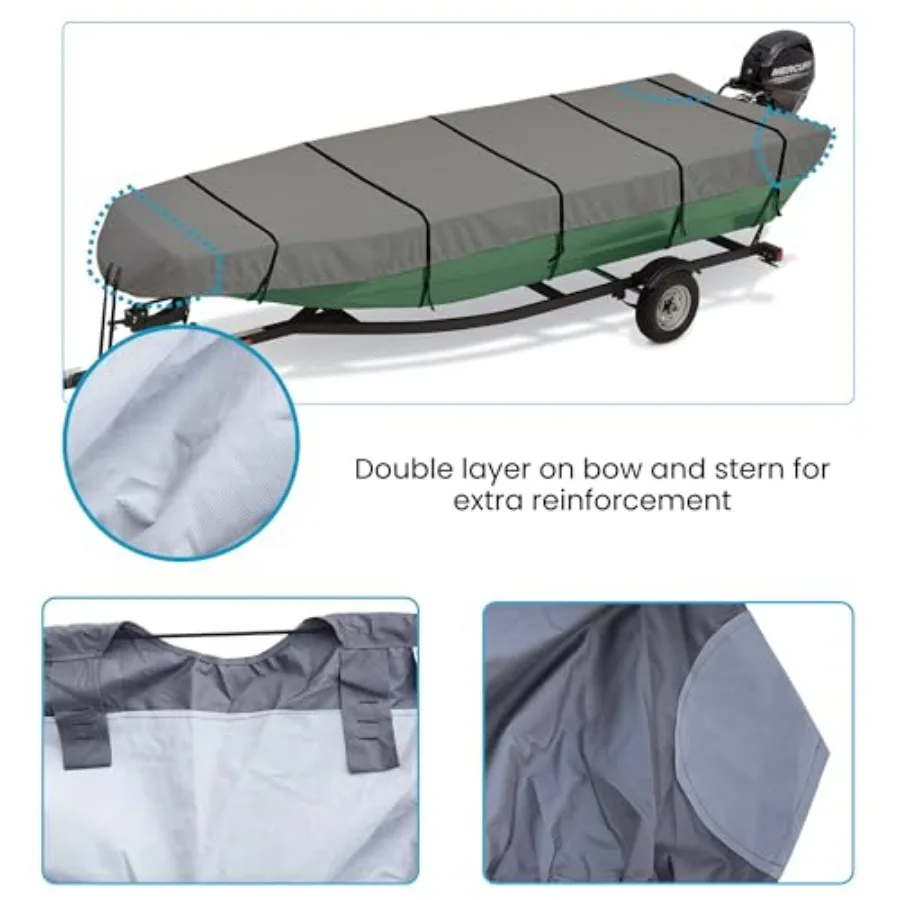 غطاء قارب جون قابل للمقطورة عالي التحمل مقاوم للماء والأشعة فوق البنفسجية بطول 12 قدم مصنوع من محلول بحري 600D من البوليستر المصبوغ مع