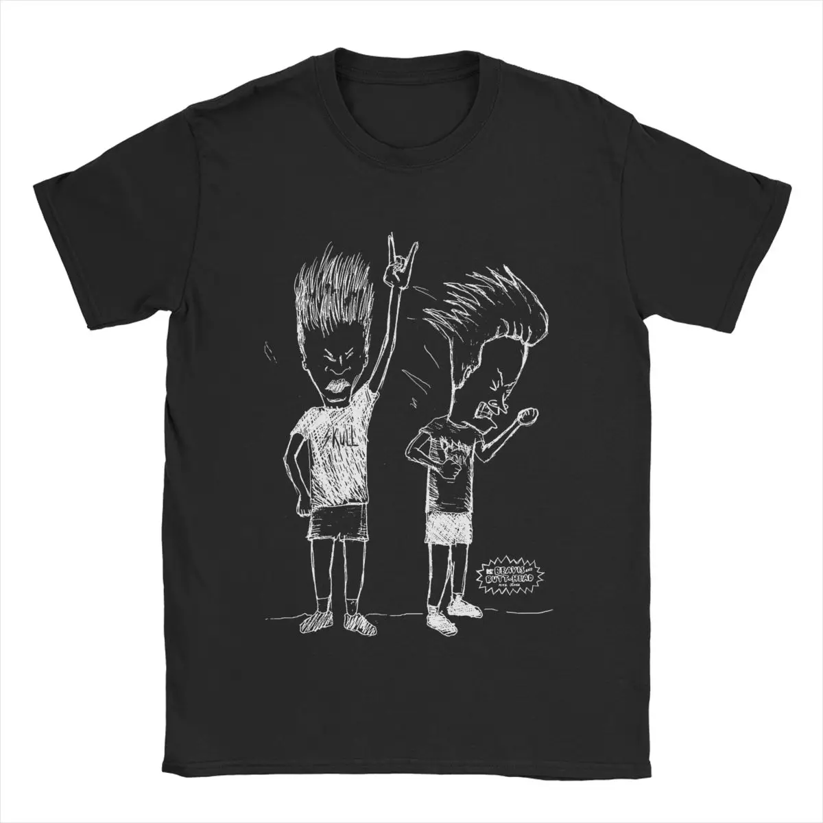 Vintage Beavis And Butt-Head Head Bang T-Shirts for Men O Neck Pure Cotton T Shirts Short Sleeve Tees Gift Idea Clothes