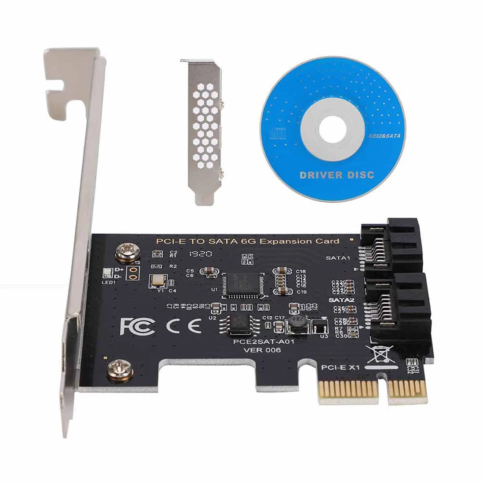 

High Speed PCI‑E Cards PCI Express to SATA 3.0 2 Port SATA III 6Gbps Expansion Adapter Boards Stable Transmission Plug and Play