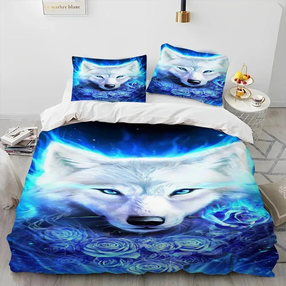 3PC Bedding Set Tiger Leopard Wolf Animal 3D Printed Duvet Cover BeddingSet Comfortable Breathable Luxury Sheet Cotton Bedding