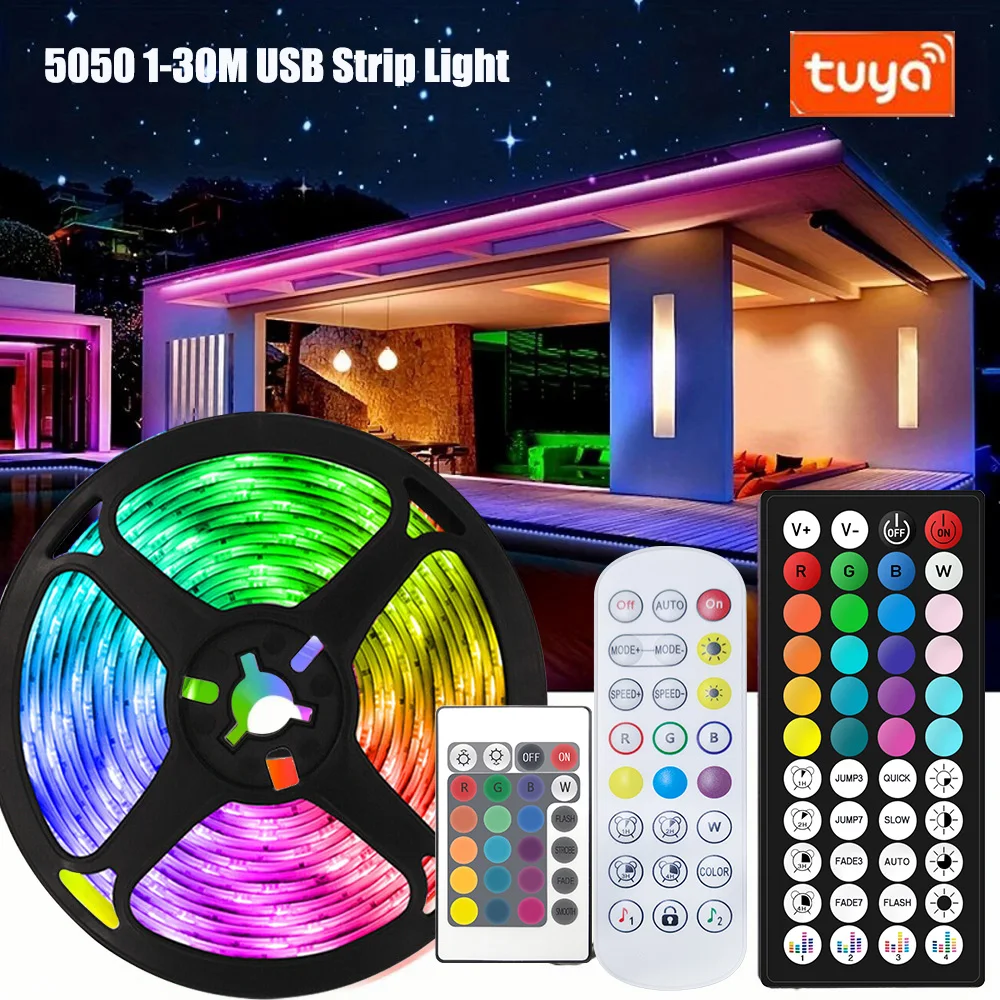 USB LED Strip Lights RGB 5050 Led Light Bluetooth App Control Flexible LED Lamp Ribbon For Room Decor TV BackLight Diode Tape