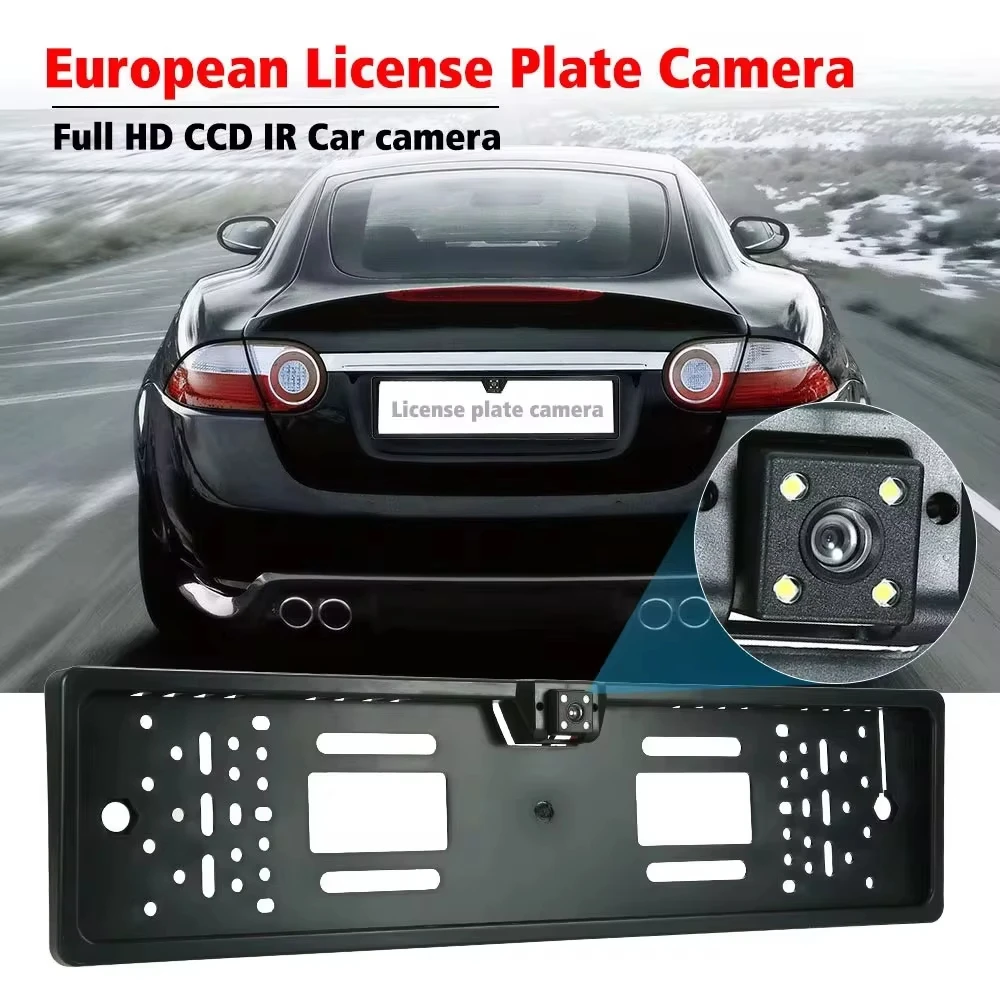 Car License Plate Rear View Camera 4LED/8LED Light EU European License Plate Frame Waterproof Night Vision Reversing Camera