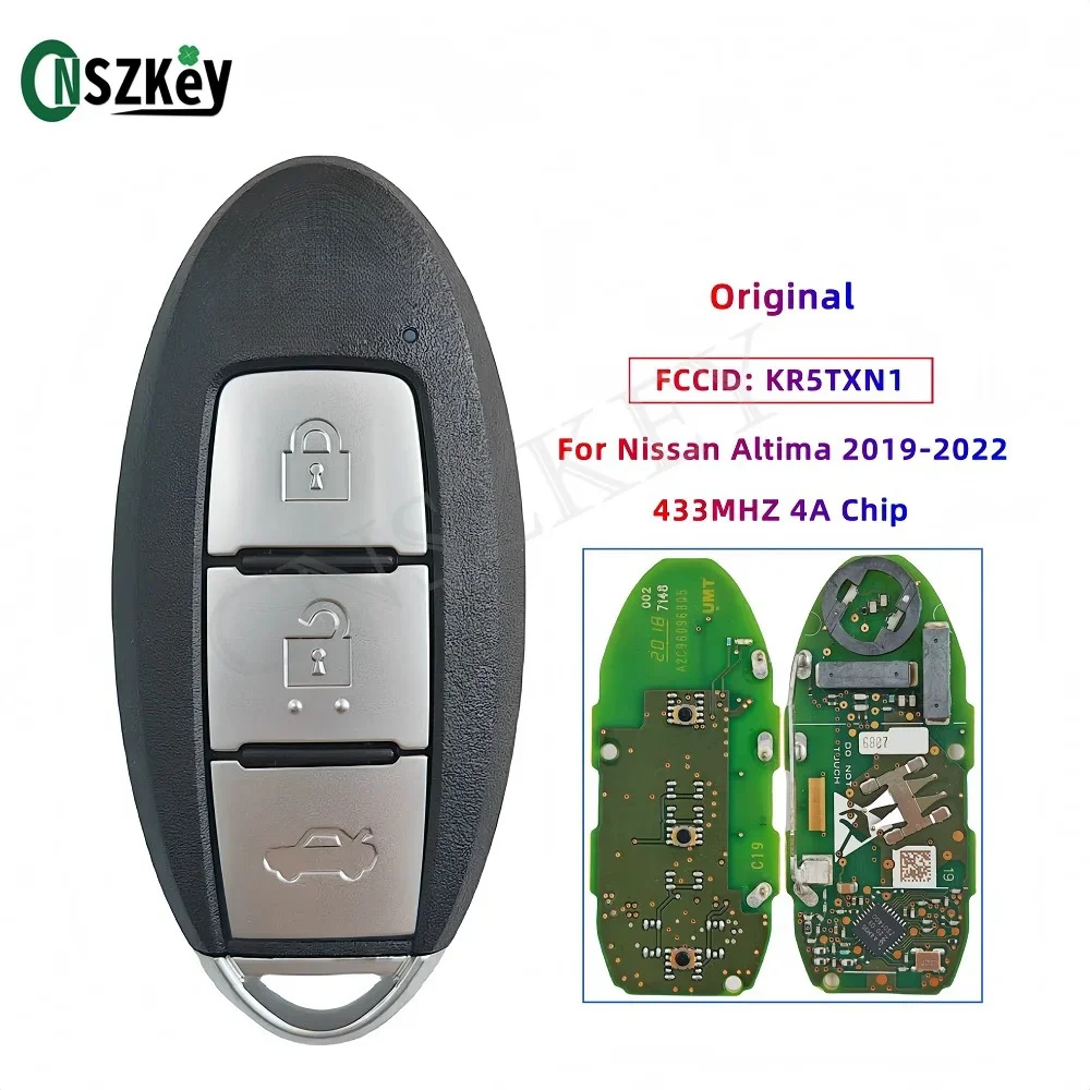 CNSZKey FCCID:KR5TXN1 S180144501 Original Smart Remote Key For Nissan Altima 2019-2022 3 Buttons 433MHZ 4AChip With LOGO