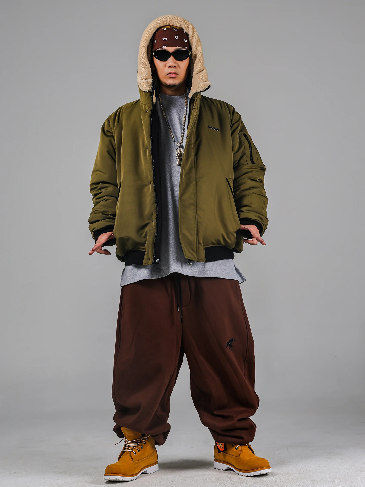 ACUSA North Polar Bear Thickened Cotton Jacket Loose Fit Outdoor Windproof Warm Hooded Coat Large Fur Collar Casual Style