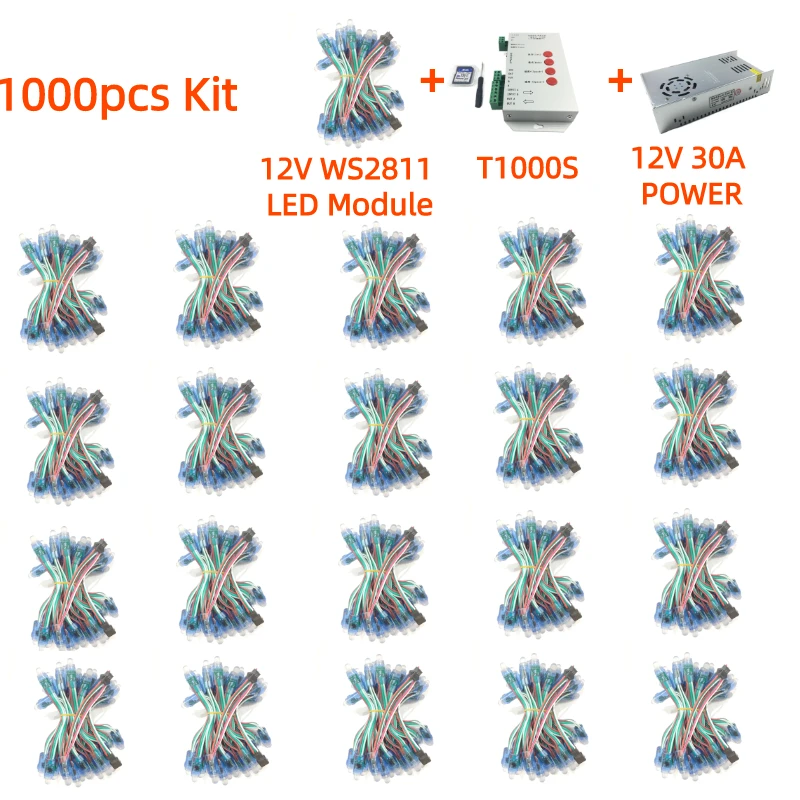 

1000Pcs DC5V 12V WS2811 IC Full Color Pixel LED Module Waterproof Digital Light Great for Decoration Advertising Modules or Kit