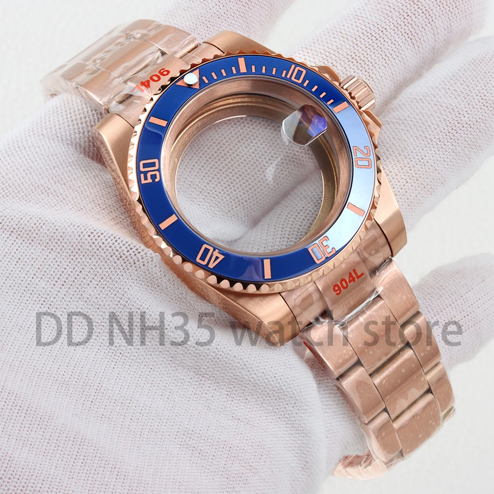 

40mm Rose Gold NH35 Case Sapphire Glass for SUB GMT Yacht NH34 NH35 NH36 NH38 Movement Stainless Steel Oyster Brushed Bracelet
