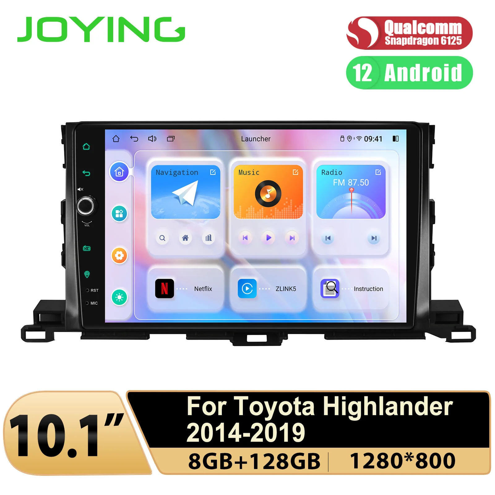 

JOYING 10.1 inch Car Radio Stereo Multimedia Player Head Unit For Toyota Highlander 2014 - 2018 Kluger 2014+ Plug and Play