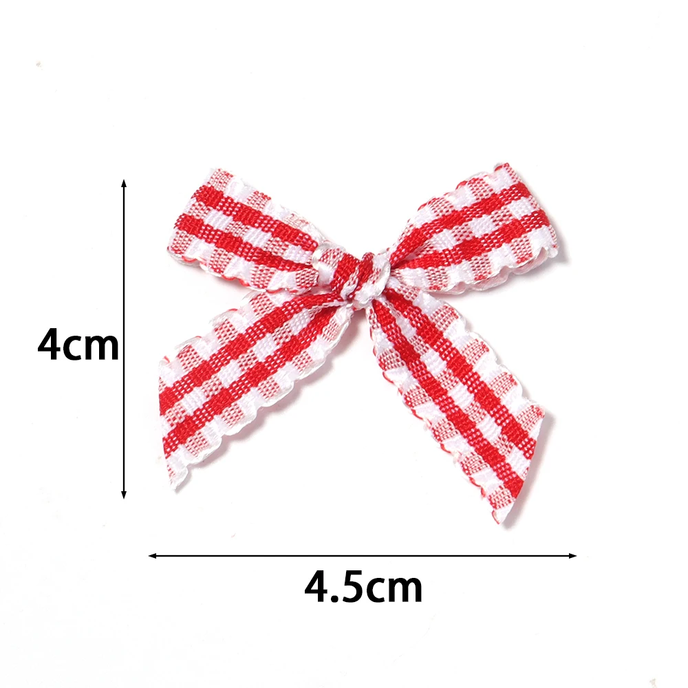 20-100Pcs 1cm Plaid Bows Polyester Ribbon Scalloped Edge Bow DIY Girls Hair Accessories Handmade Craft Garment Decor Accessories