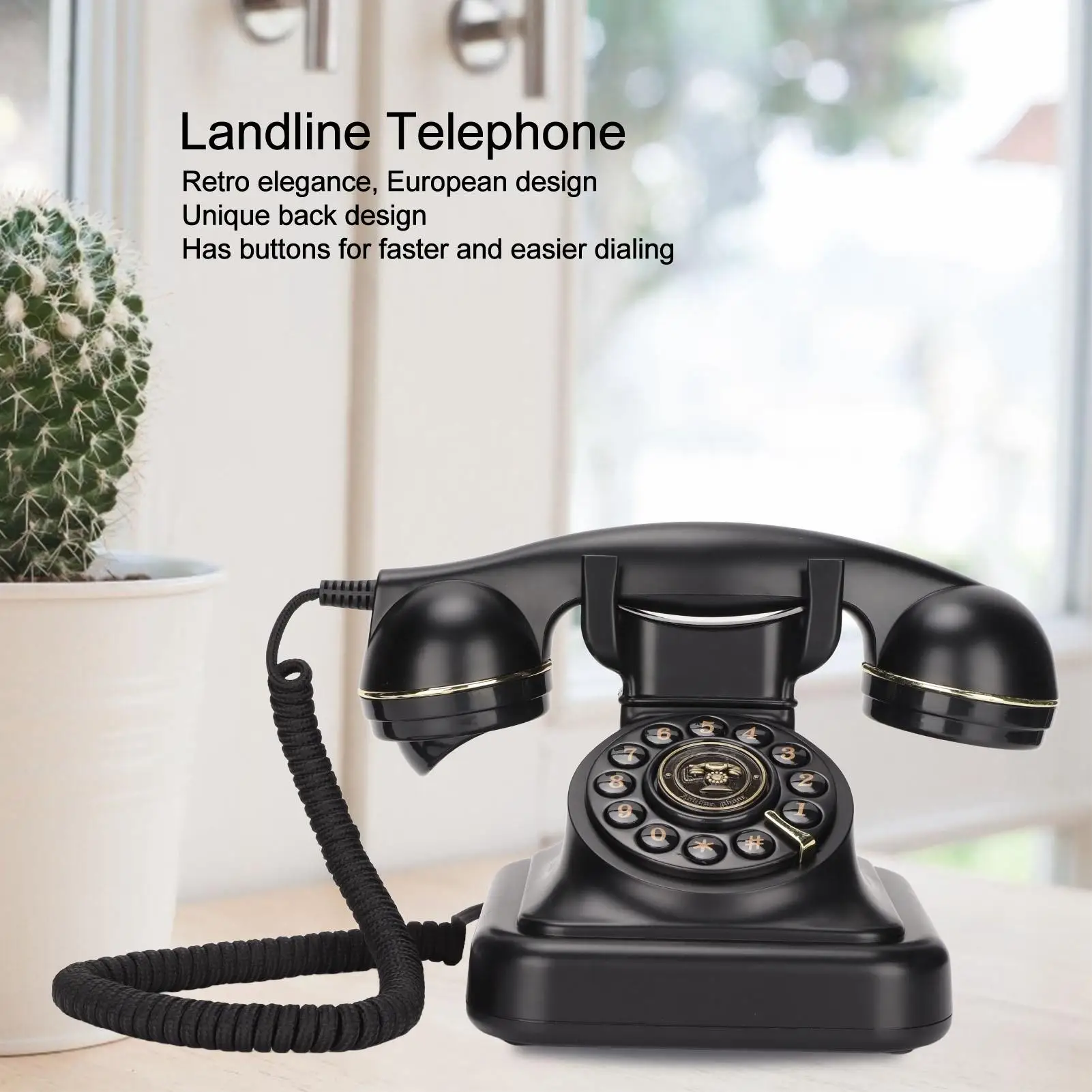 European Style Retro Vintage Landline Telephone for home Hotel - Elegant and Fashionable Desktop Corded Phone