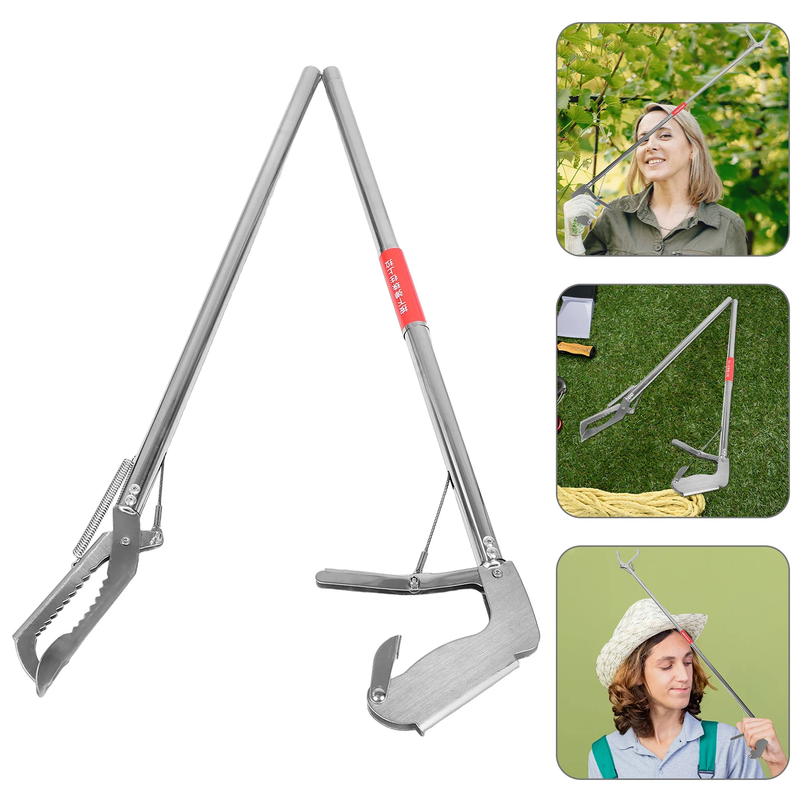 

Stainless Steel Snake Catcher Grabber Heavy Duty Long Reach Snake Tongs Reptile Handling Tool Fishing Camping Equipment