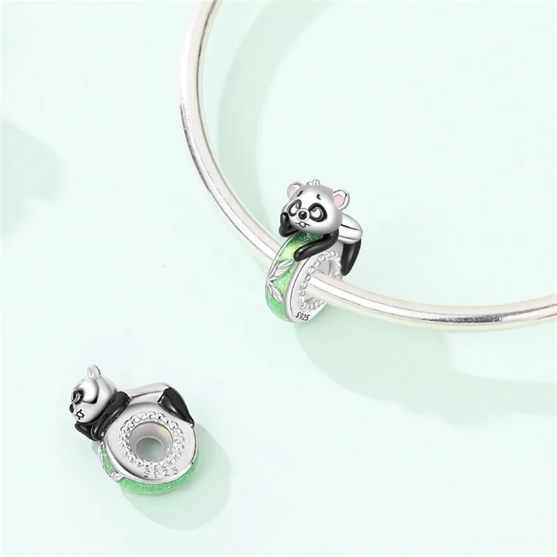 

New 925 Sterling Silver Little Panda Interval Charms Beads CZ Zircon Dangle Fit Original Bracelet DIY For Women Birthday Jewelry