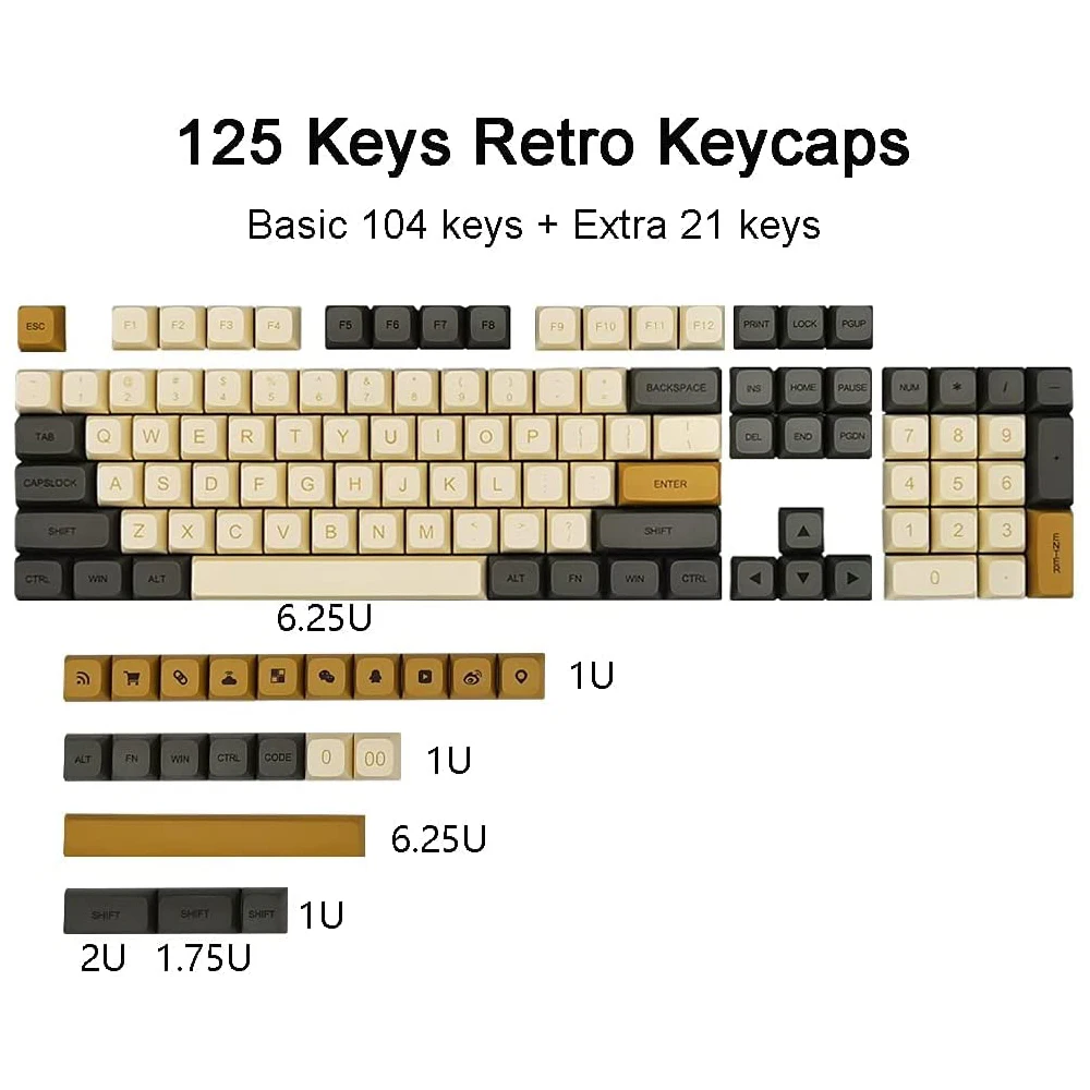 

Колпачки для клавиш XDA с функцией сублимации, 125 клавиш