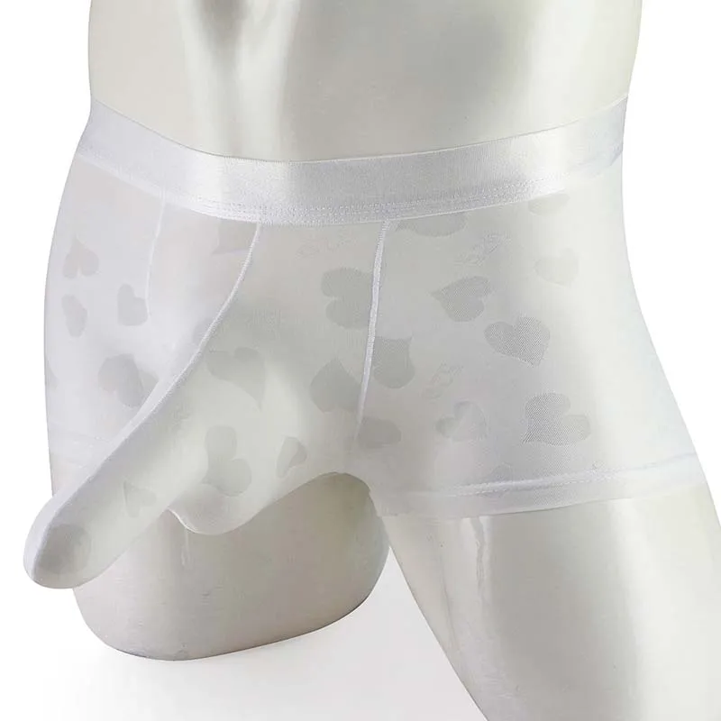 Breathable men bullets separation cover sexy love-shaped jacquard elephant boxer underwear Gay Sleeve Penis Sheath Underpants