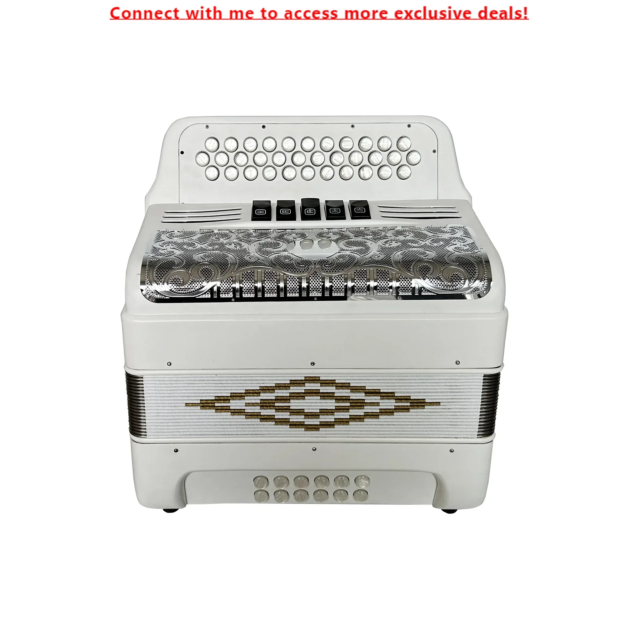 

SEASOUND OEM 34 Buttons 12 Bass 5 Registers Matt White Accordion Instrument Silver Grill White Buttons Acordeon JB3412D