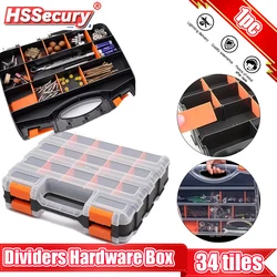 34 Compartments Double Side Tools Customizable Removable Plastic Dividers Hardware Box Storage Excellent for Screws Nuts