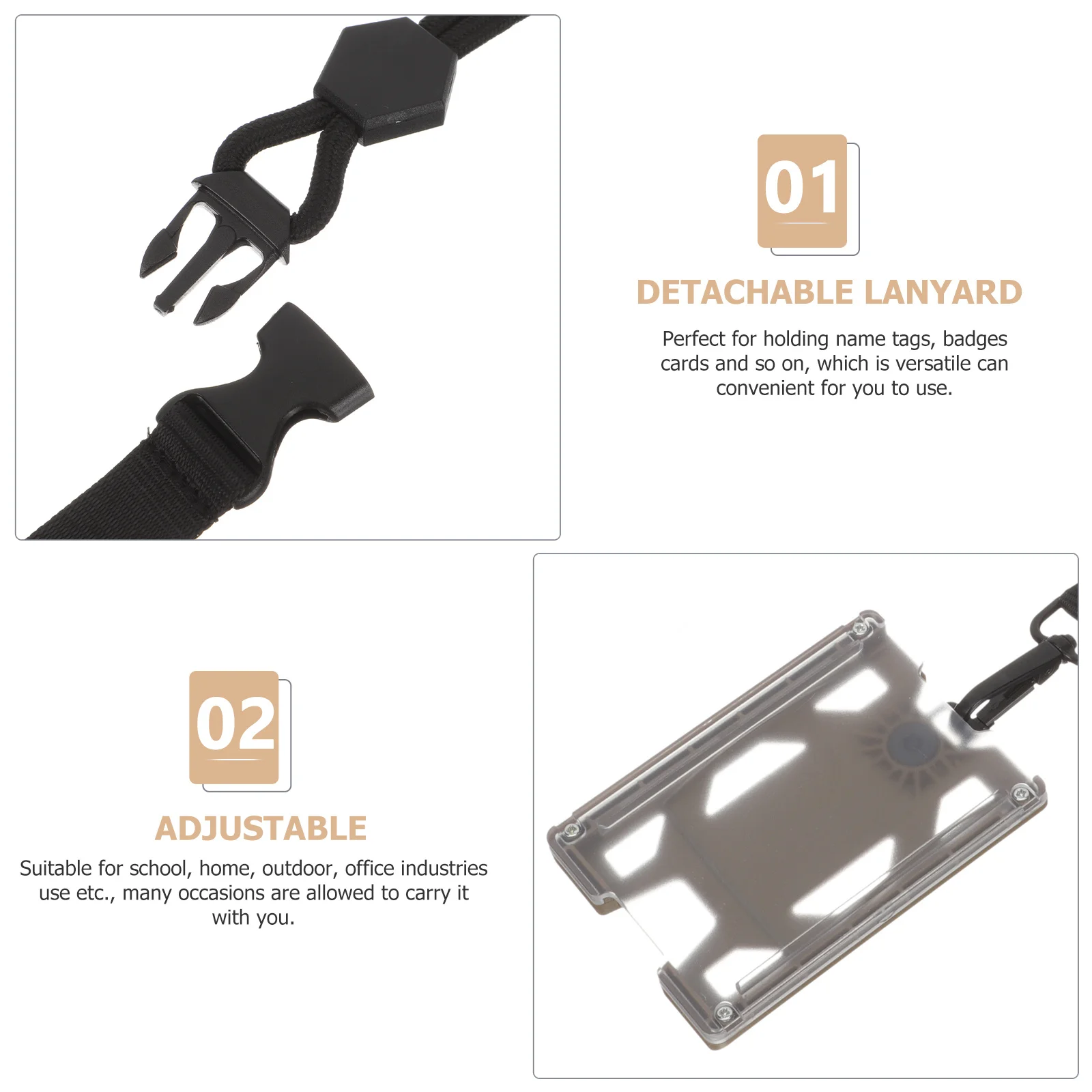 

Id Badge Holder Detachable Lanyard Long-Lasting Quality Protective Case for Employee Student Volunteer Name Tag