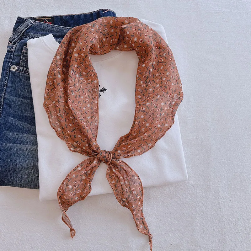 

Japanese-style Mori girl scarf, women's floral low-saturation color,-border bestseller, cotton neck scarf,