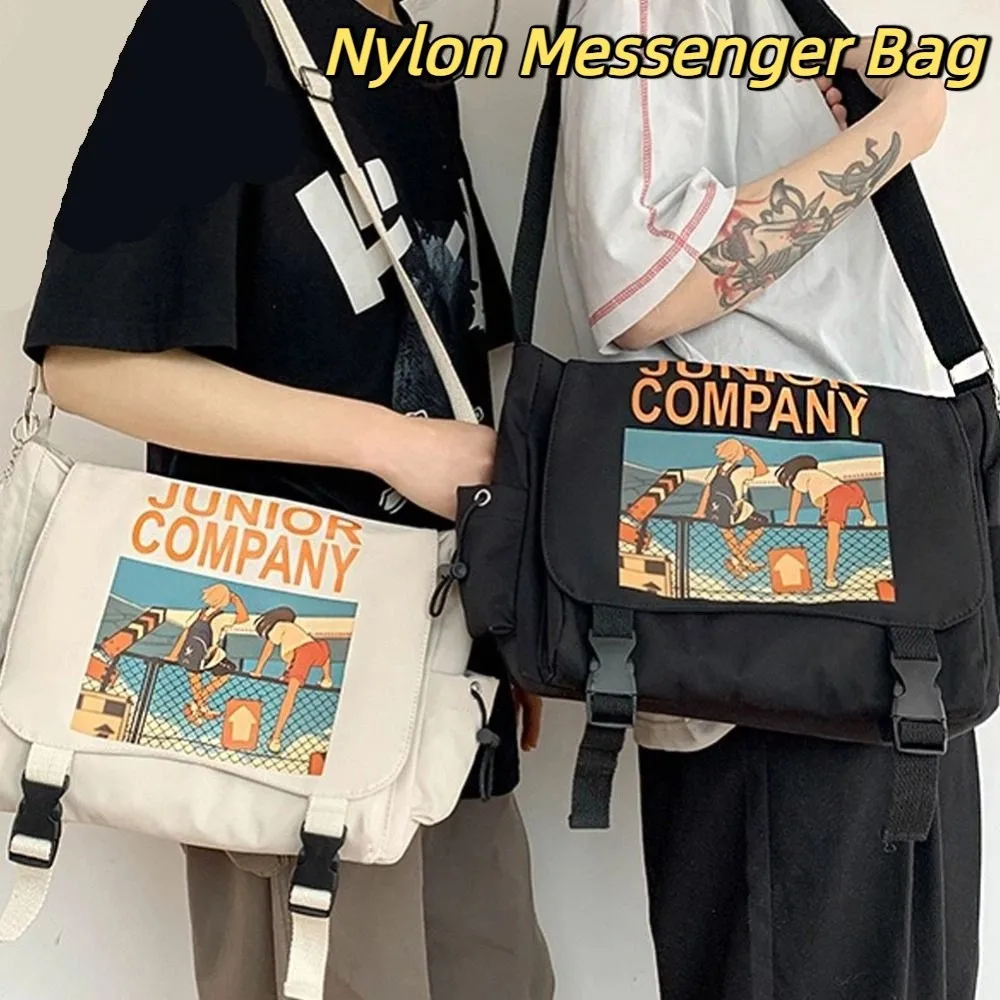

Fashion Square Men Crossbody Bag Print Couple Style Messenger Bag Multifunctional Multi-Pockets Nylon Shoulder Bag Camping