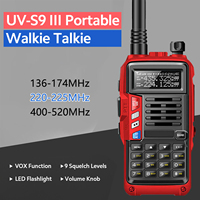 BAOFENG UV-S9 III Handheld Walkie Talkie Tri-Band 10W Ham Radio 2 Antenna 10KM Long Range VOX Function 128CH Red AU Plug