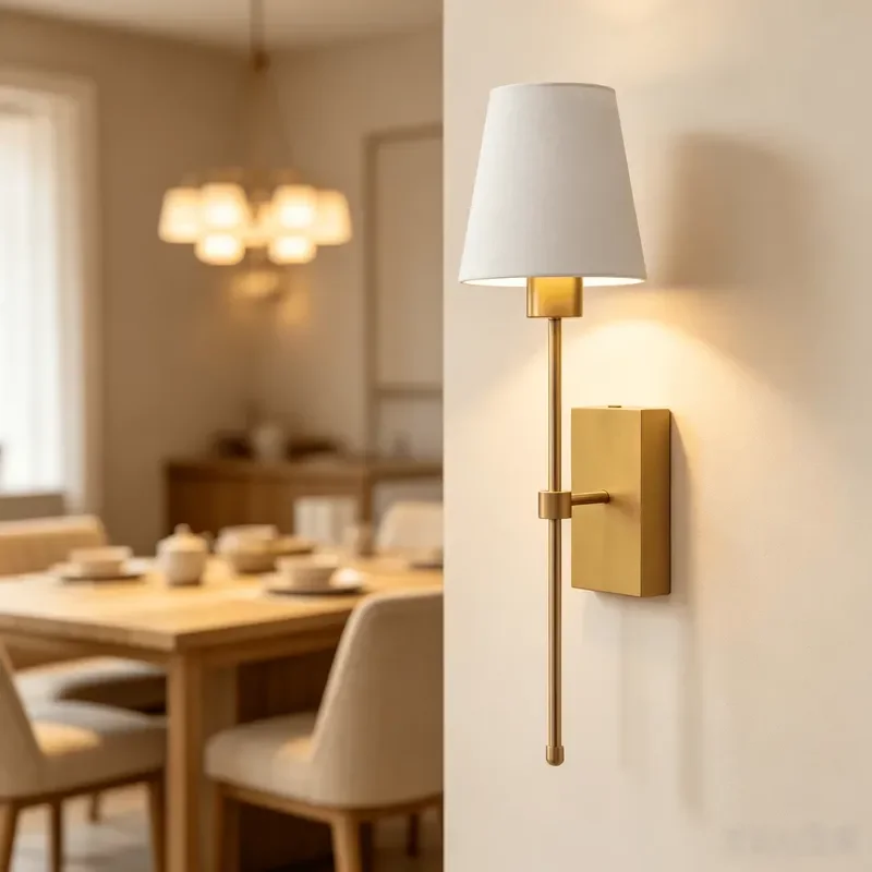 for Copper modern wall lamp with fabric lampshade interior decoration wall lamp bedroom living room corridor LED wall lamp