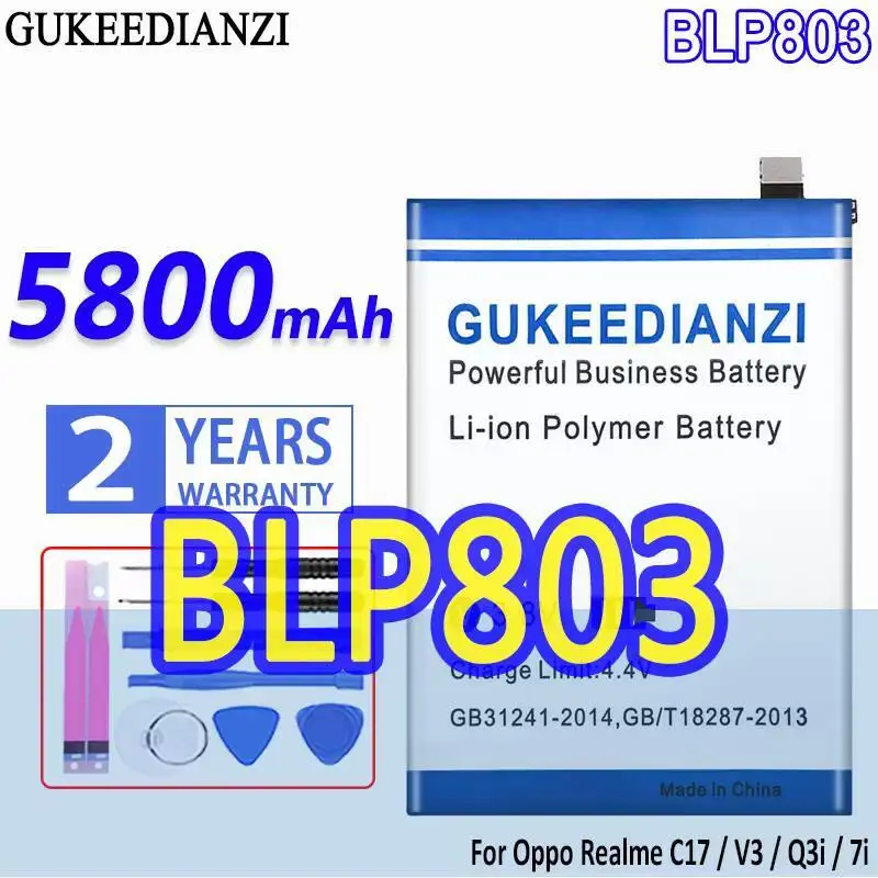 

Для Oppo Realme C17 V3 Q3i 7I 5800 мАч аккумулятор мобильного телефона надежная мощность BLP803 высокая емкость