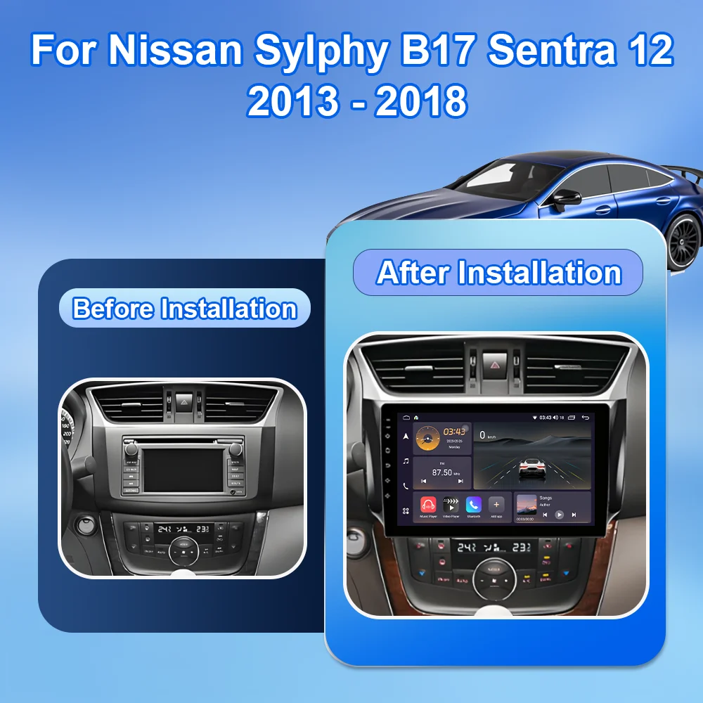 Android 15 For Nissan Sylphy B17 Sentra 12 2013 2014 2015 2016 2017 2018 Carplay Car Radio Multimedia Player Stereo NO 2DIN DVD
