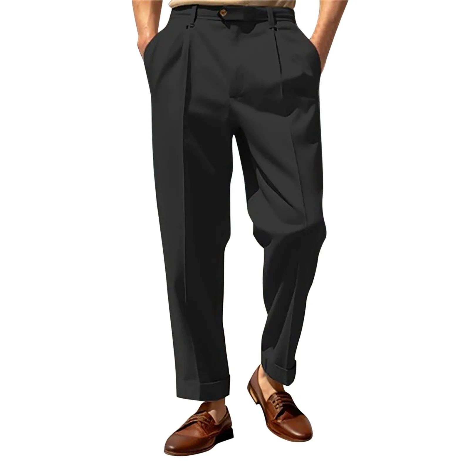 2024 Brand Mens Business Casual Draped High-waist Trousers Men Solid Color Formal Pants Male Formal Office Social Suit Pants