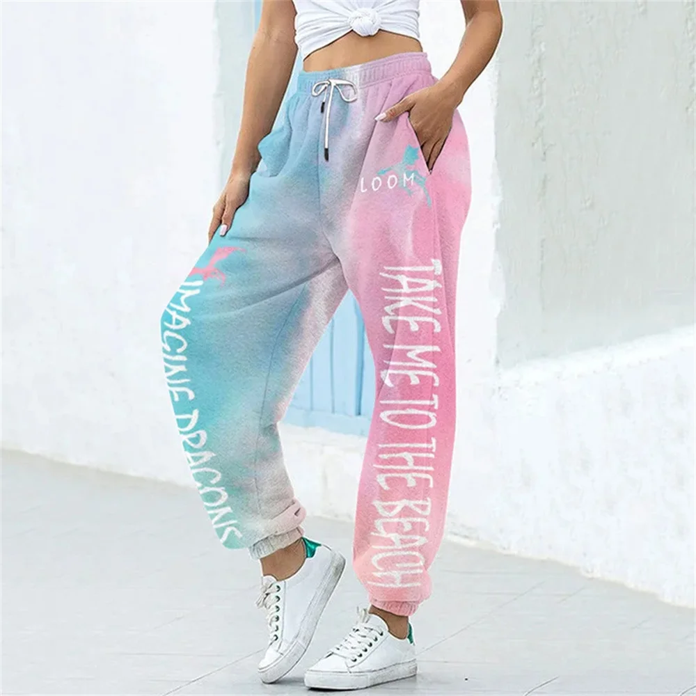 New women's autumn and winter sports pants with mushroom 3D printing, fashionable and casual street sports pants