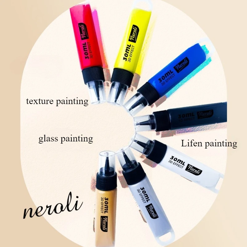 30ml 3D Texture Paste Is Waterproof and Non-fading Glass Paintings Hook Lines Clay Shapes Three-dimensional Painting Pigments