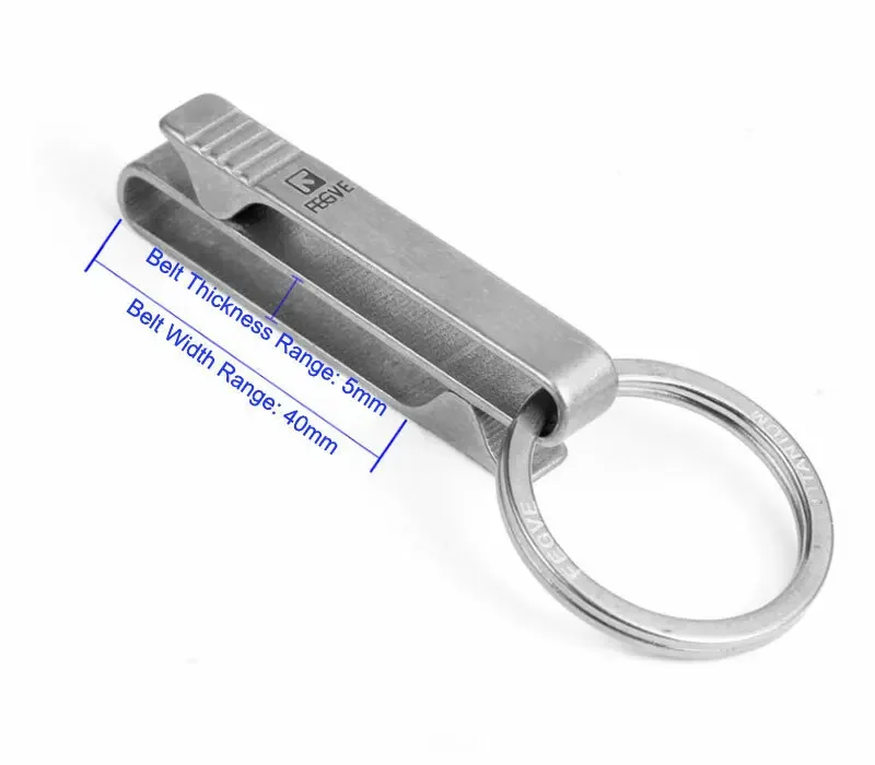 Fegve TC4 Titanium Key Carabiner Belt Waist Hanging Buckle Keyboard Tool W/ Key Ring