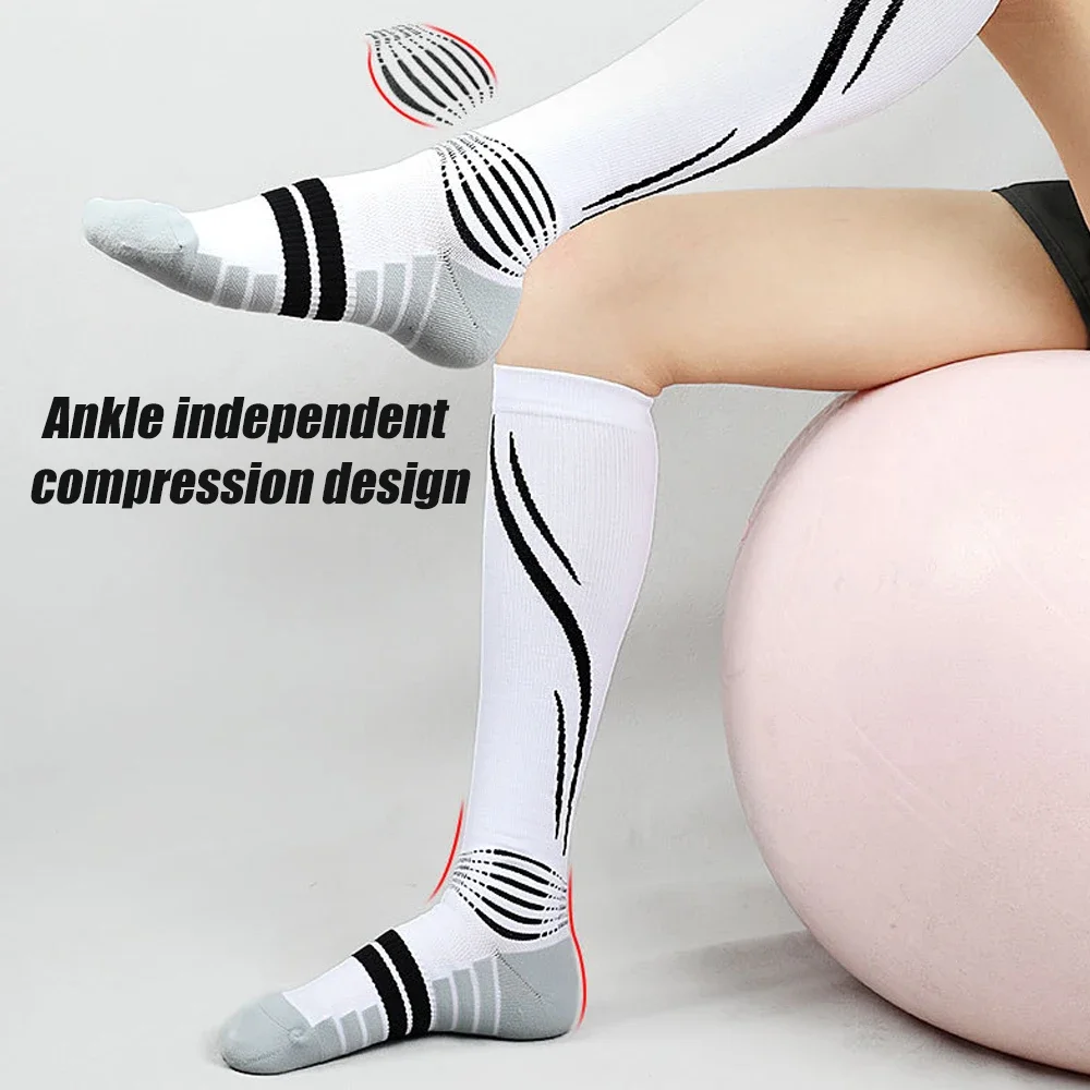 1 Pair High Compression Socks for Men and Women 20-30 MmHg Running Support Socks