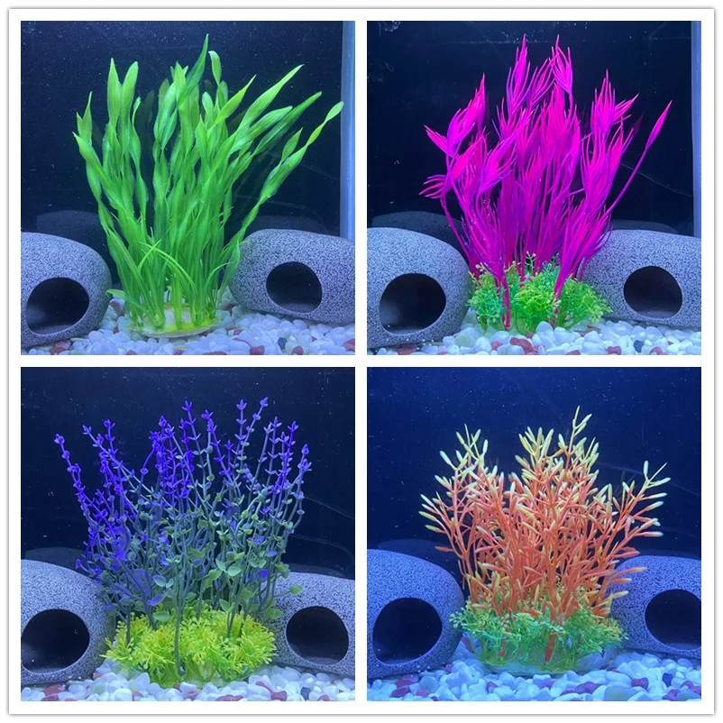 Artificial Underwater Plastic Plants for Aquarium Fish Tank, Fake Shrub, Green Water Grass Viewing, Simulation Decoration