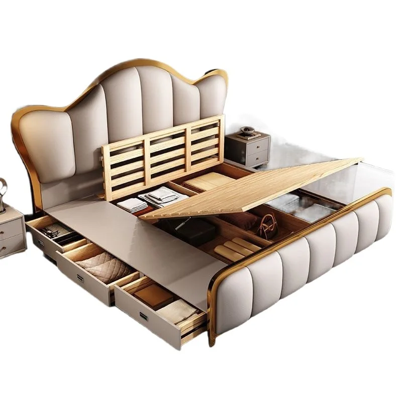 

Light luxury, Italian, new, leather, simple, modern, luxury home master bedroom