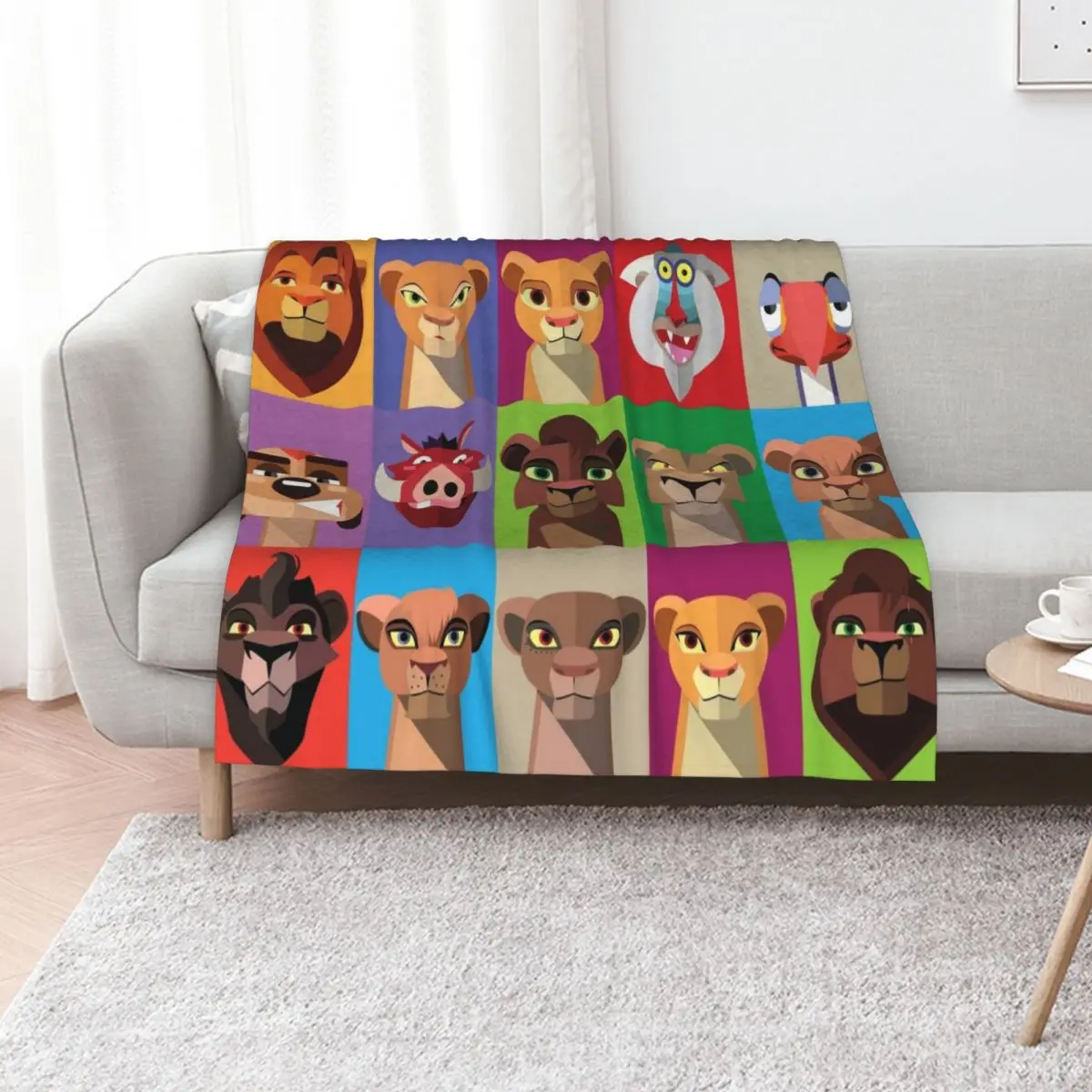 

TLK2 Stylized Icons Throw Blanket Hairy Furrys Retros Thin Blankets