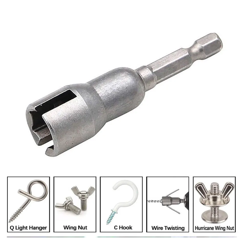 Slotted Wing Nut Driver Socket Sleeve Wrenches Tools 1/4 inch Hex Shank for Panel Nuts Eye Screws C Hook Bolts