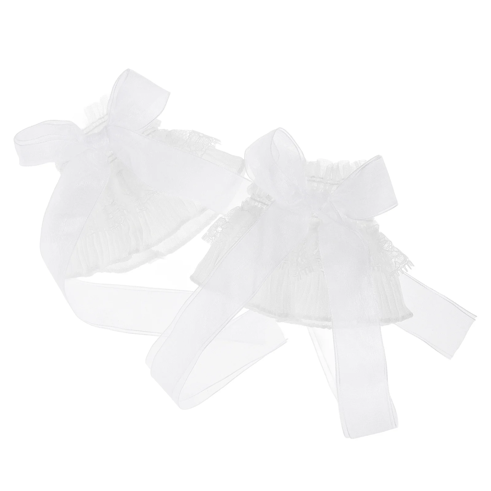 1 paio di polsini in pizzo con volant floreale bowknot velato stile Lolita guanti staccabili senza dita polsini da polso finti da sposa