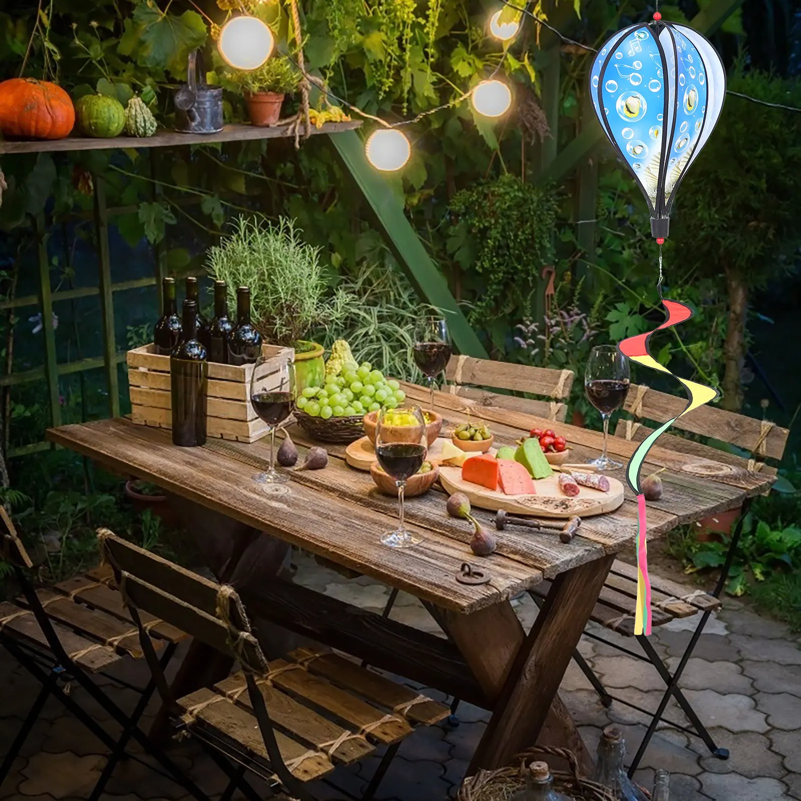 

2 Pcs Decorate Colorful Hot Air Balloon Hanging Decoration Balloons Wind Spinners for Garden Cloth Yard Pendent
