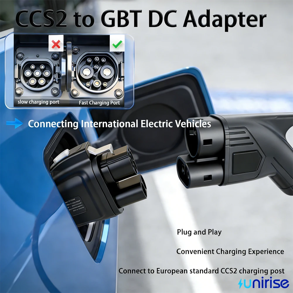 Unirise EV Charger Adapter CCS2 to GB/T 300A 1000V Electric Vehicle CCS2 Combo Charging Converter For EV Car GBT Fast DC Adaptor