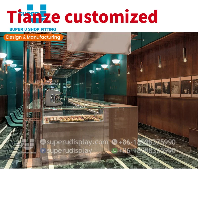 

(customized)Pos Attractive Bakery Shop Wood Fittings Retail Customized Decoration Bakery Display Acrylic Bread Counter Desi